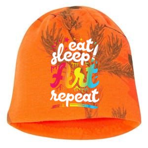 Eat Sleep Art Repeat Funny Artist Creative Gift Boy Kati - Camo Knit Beanie