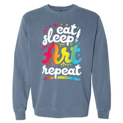 Eat Sleep Art Repeat Funny Artist Creative Gift Boy Garment-Dyed Sweatshirt