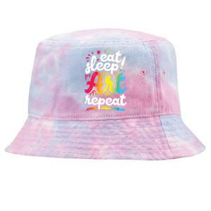 Eat Sleep Art Repeat Funny Artist Creative Gift Boy Tie-Dyed Bucket Hat