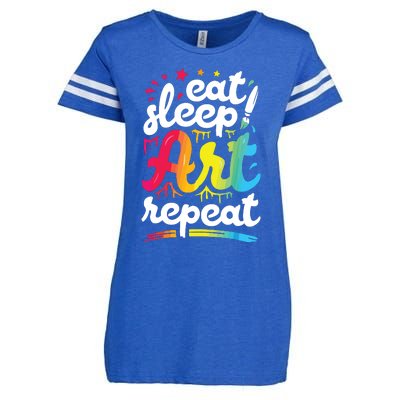 Eat Sleep Art Repeat Funny Artist Creative Gift Boy Enza Ladies Jersey Football T-Shirt