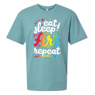 Eat Sleep Art Repeat Funny Artist Creative Gift Boy Sueded Cloud Jersey T-Shirt