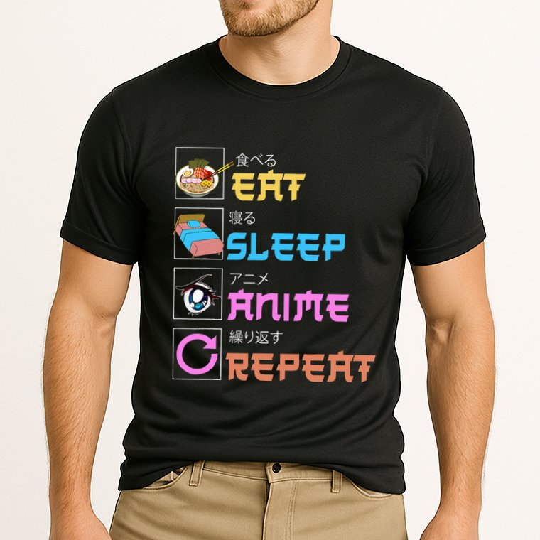 Eat Sleep Anime Repeat Anime Manga Cooling Performance Crew T-Shirt