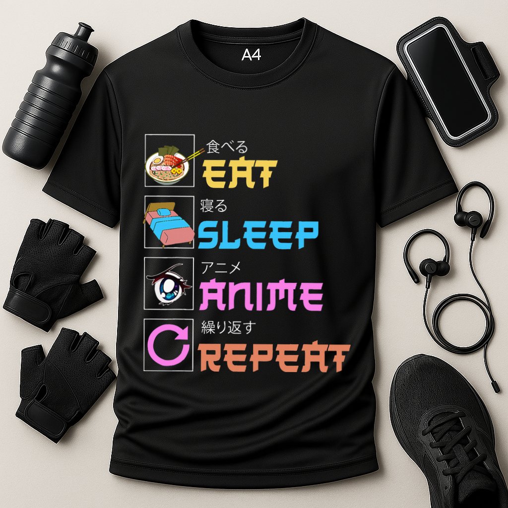 Eat Sleep Anime Repeat Anime Manga Cooling Performance Crew T-Shirt