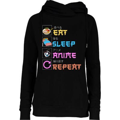 Eat Sleep Anime Repeat Anime Manga Womens Funnel Neck Pullover Hood