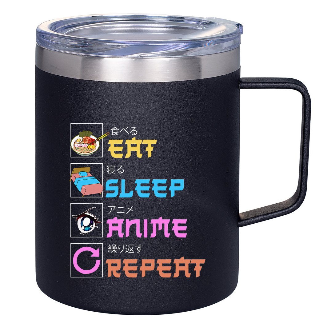 Eat Sleep Anime Repeat Anime Manga 12oz Stainless Steel Coffee Mug