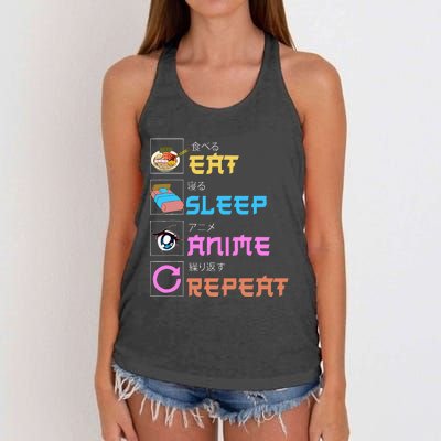 Eat Sleep Anime Repeat Anime Manga Women's Knotted Racerback Tank