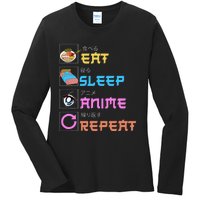 Eat Sleep Anime Repeat Anime Manga Ladies Long Sleeve Shirt