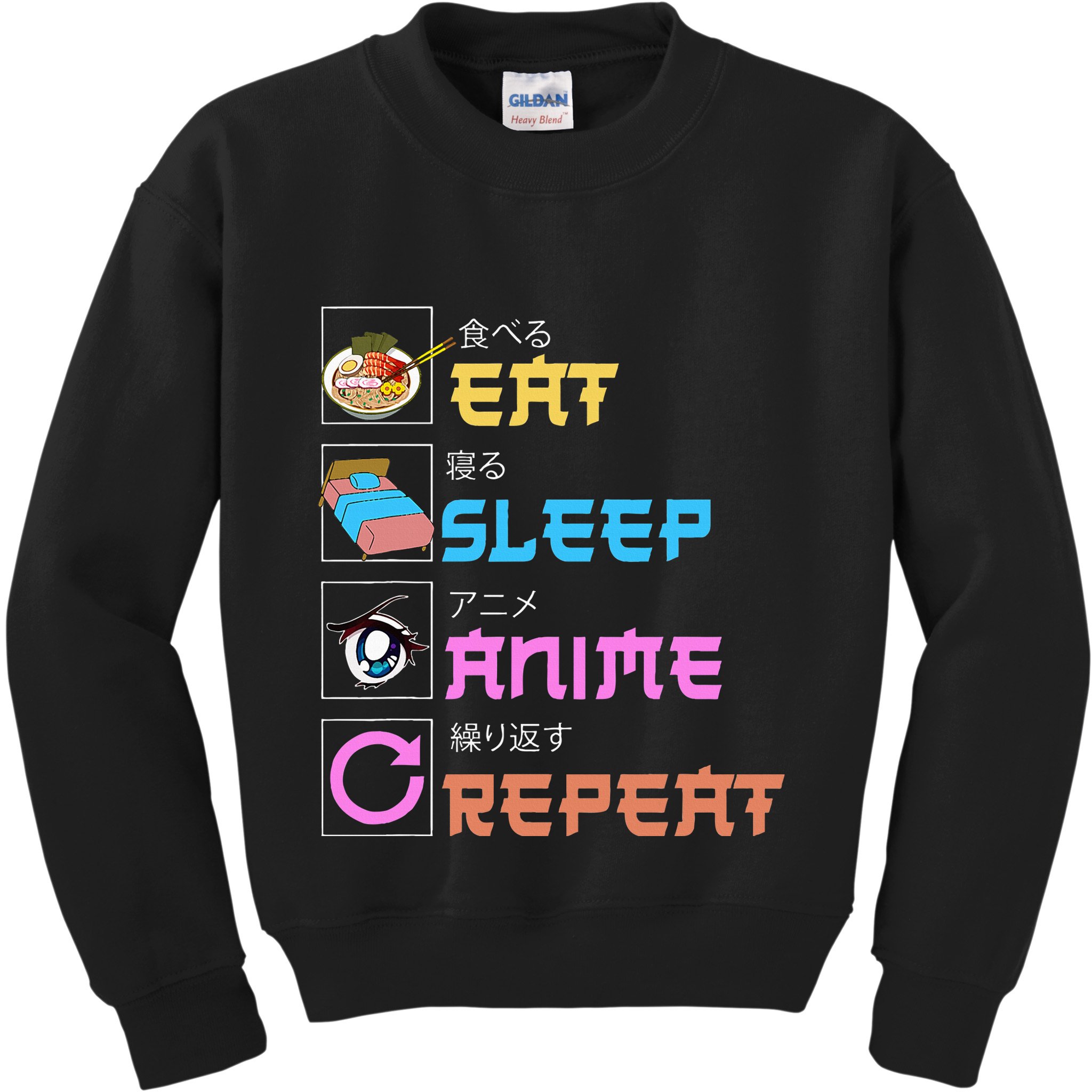 Eat Sleep Anime Repeat Anime Manga Kids Sweatshirt