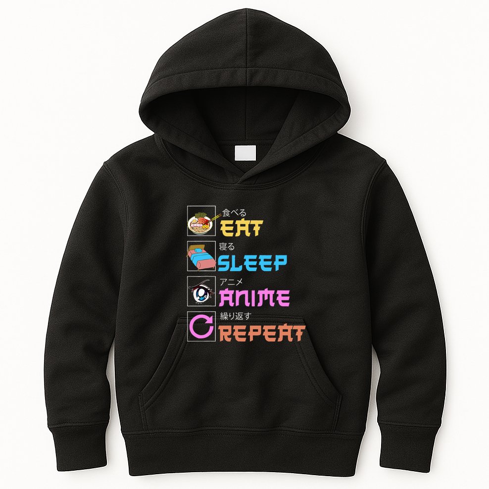 Eat Sleep Anime Repeat Anime Manga Kids Hoodie