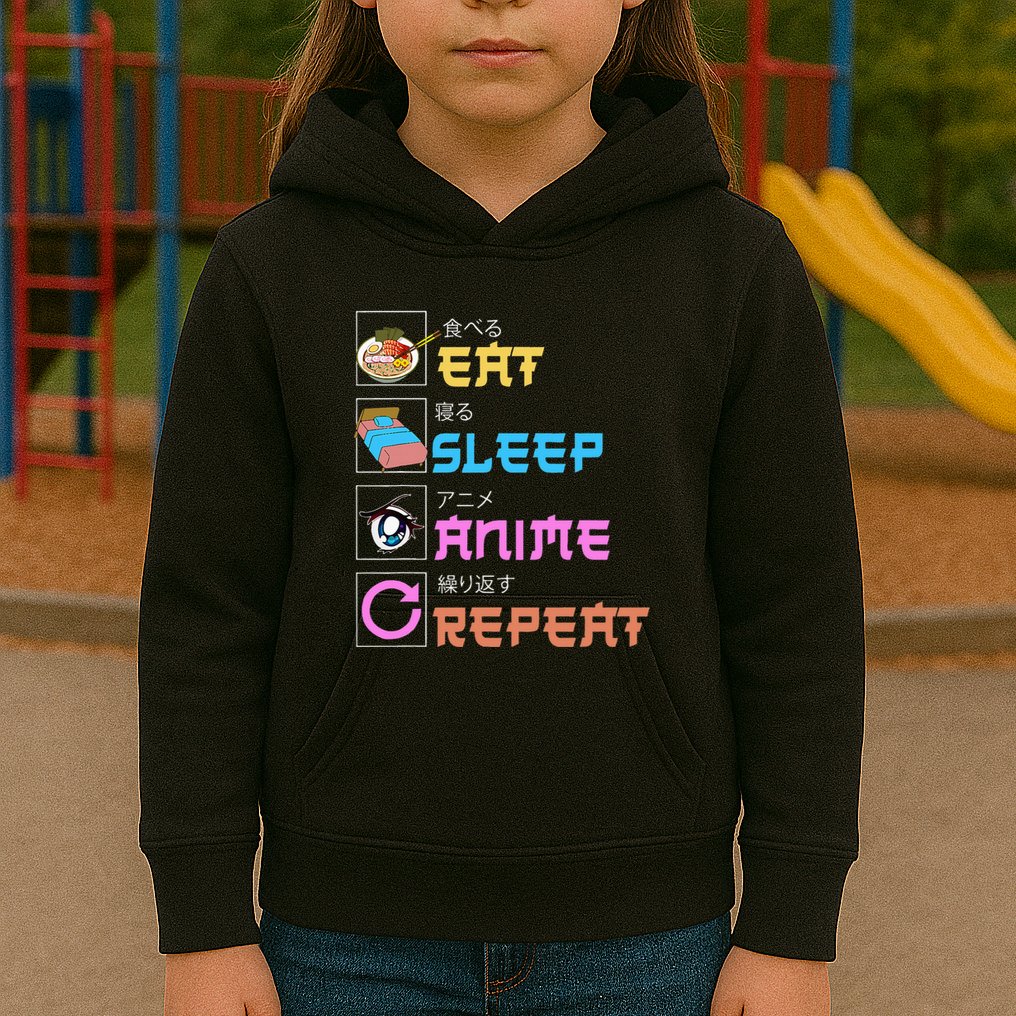 Eat Sleep Anime Repeat Anime Manga Kids Hoodie