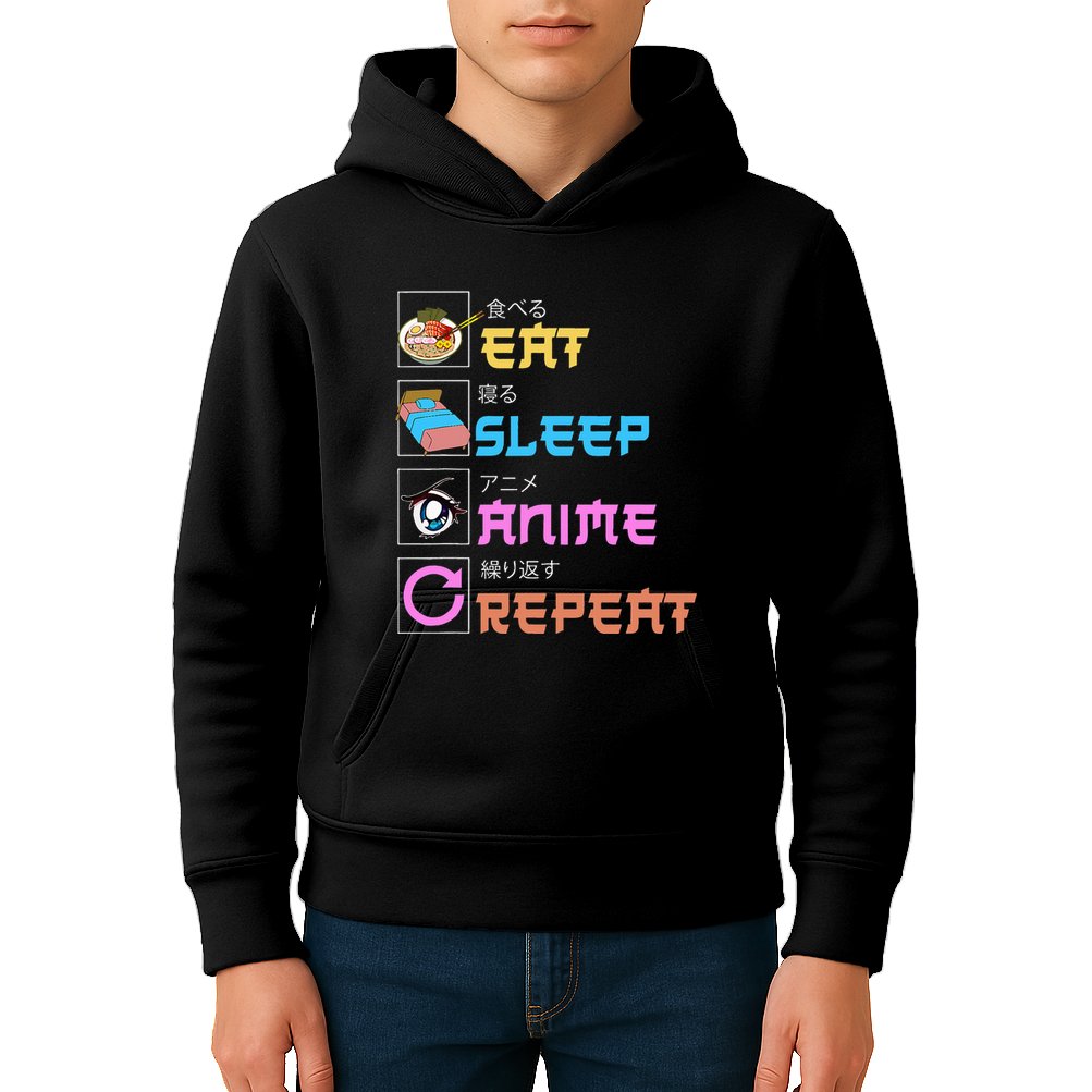 Eat Sleep Anime Repeat Anime Manga Kids Hoodie
