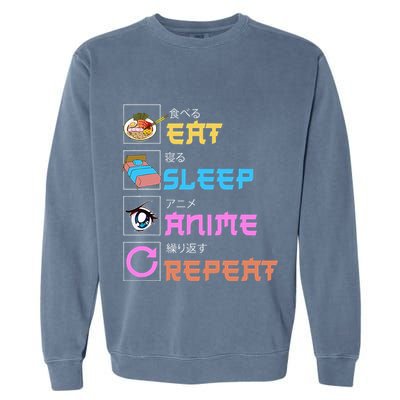 Eat Sleep Anime Repeat Anime Manga Garment-Dyed Sweatshirt