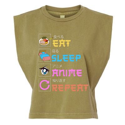 Eat Sleep Anime Repeat Anime Manga Garment-Dyed Women's Muscle Tee