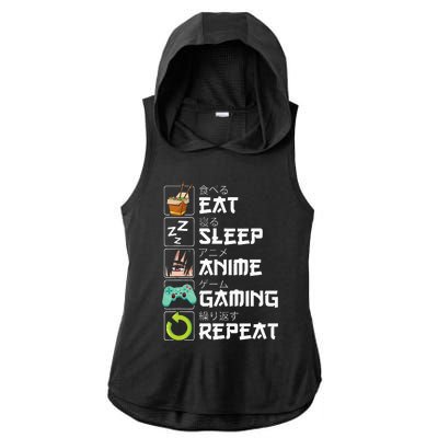 Eat Sleep Anime Gaming Repeat Kawaii Otaku Anime Manga Ladies PosiCharge Tri-Blend Wicking Draft Hoodie Tank