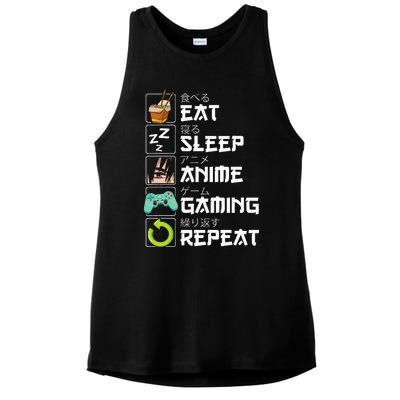 Eat Sleep Anime Gaming Repeat Kawaii Otaku Anime Manga Ladies PosiCharge Tri-Blend Wicking Tank