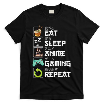 Eat Sleep Anime Gaming Repeat Kawaii Otaku Anime Manga T-Shirt