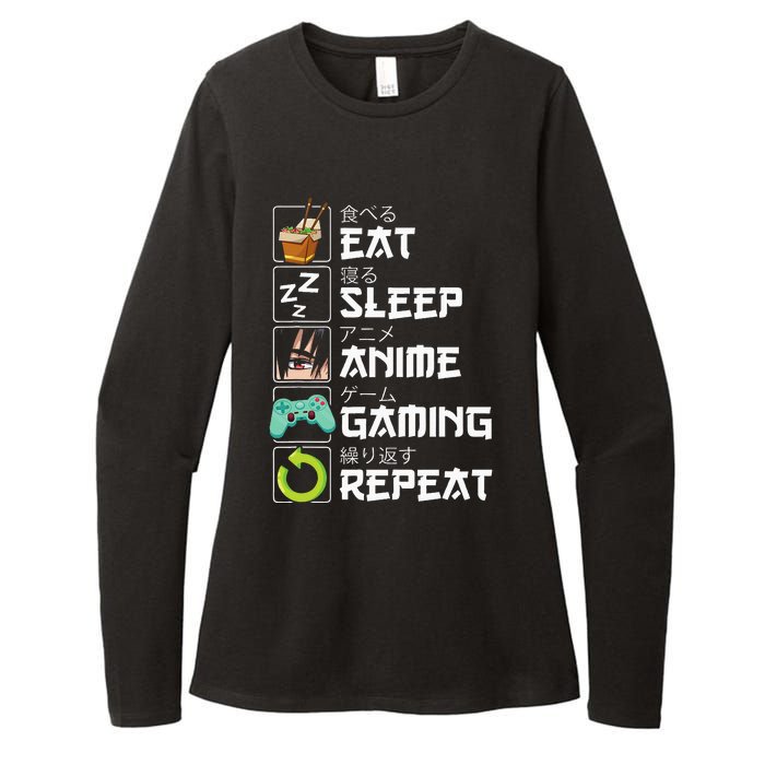 Eat Sleep Anime Gaming Repeat Kawaii Otaku Anime Manga Womens CVC Long Sleeve Shirt