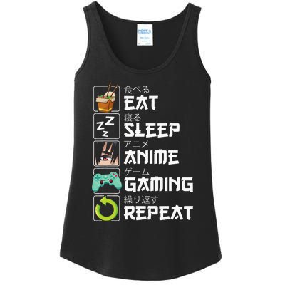 Eat Sleep Anime Gaming Repeat Kawaii Otaku Anime Manga Ladies Essential Tank