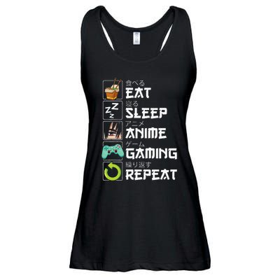 Eat Sleep Anime Gaming Repeat Kawaii Otaku Anime Manga Ladies Essential Flowy Tank