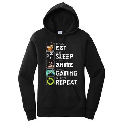 Eat Sleep Anime Gaming Repeat Kawaii Otaku Anime Manga Women's Pullover Hoodie