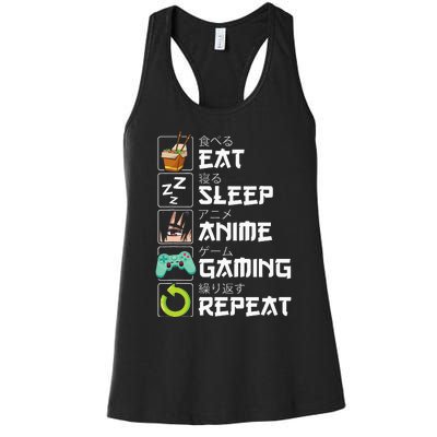 Eat Sleep Anime Gaming Repeat Kawaii Otaku Anime Manga Women's Racerback Tank