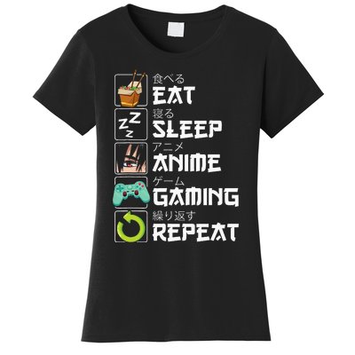 Eat Sleep Anime Gaming Repeat Kawaii Otaku Anime Manga Women's T-Shirt