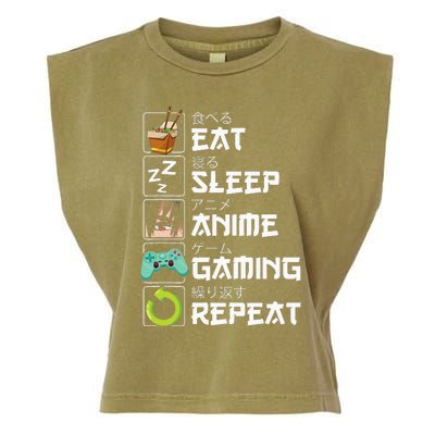 Eat Sleep Anime Gaming Repeat Kawaii Otaku Anime Manga Garment-Dyed Women's Muscle Tee