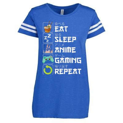 Eat Sleep Anime Gaming Repeat Kawaii Otaku Anime Manga Enza Ladies Jersey Football T-Shirt