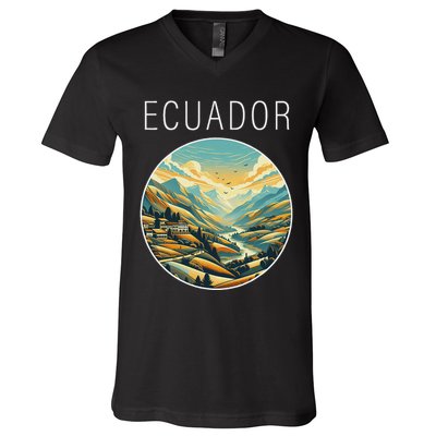 Ecuador Scenery Art Deco V-Neck T-Shirt