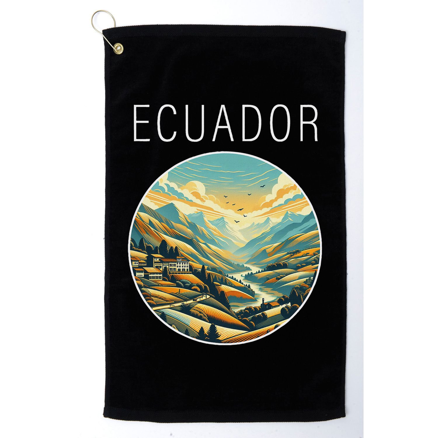 Ecuador Scenery Art Deco Golf Towel