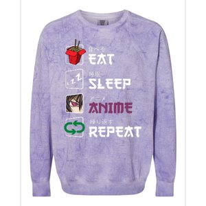 Eat Sleep Anime Repeat Colorblast Crewneck Sweatshirt