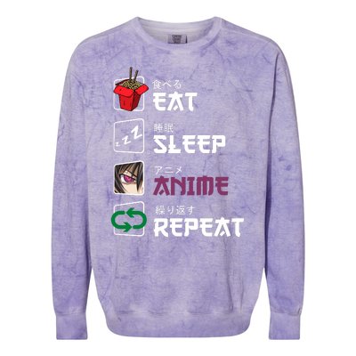 Eat Sleep Anime Repeat Colorblast Crewneck Sweatshirt