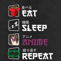 Eat Sleep Anime Repeat 7 Panel Mesh Trucker Snapback Hat