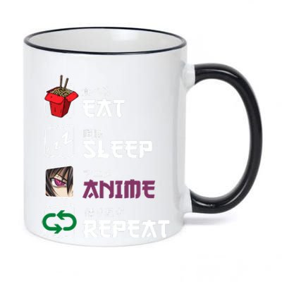 Eat Sleep Anime Repeat 11oz Black Color Changing Mug