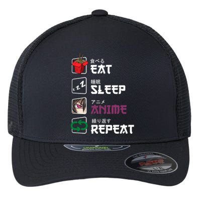 Eat Sleep Anime Repeat Flexfit Unipanel Trucker Cap