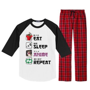 Eat Sleep Anime Repeat Raglan Sleeve Pajama Set