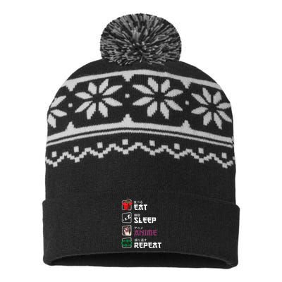 Eat Sleep Anime Repeat USA-Made Snowflake Beanie