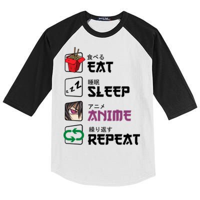 Eat Sleep Anime Repeat Kids Colorblock Raglan Jersey