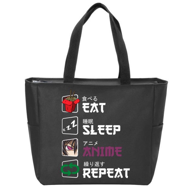 Eat Sleep Anime Repeat Zip Tote Bag