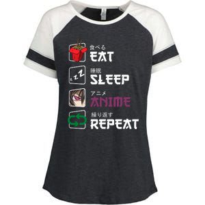 Eat Sleep Anime Repeat Enza Ladies Jersey Colorblock Tee