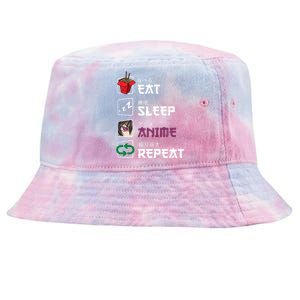 Eat Sleep Anime Repeat Tie-Dyed Bucket Hat