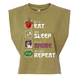 Eat Sleep Anime Repeat Garment-Dyed Women's Muscle Tee