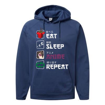 Eat Sleep Anime Repeat Performance Fleece Hoodie