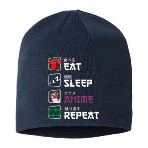 Eat Sleep Anime Repeat Sustainable Beanie