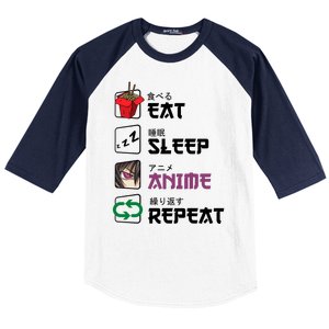 Eat Sleep Anime Repeat Baseball Sleeve Shirt