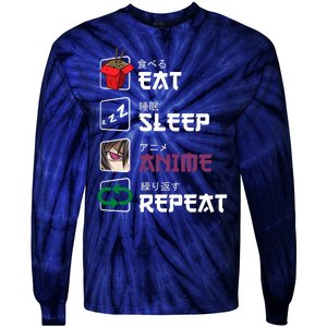 Eat Sleep Anime Repeat Tie-Dye Long Sleeve Shirt