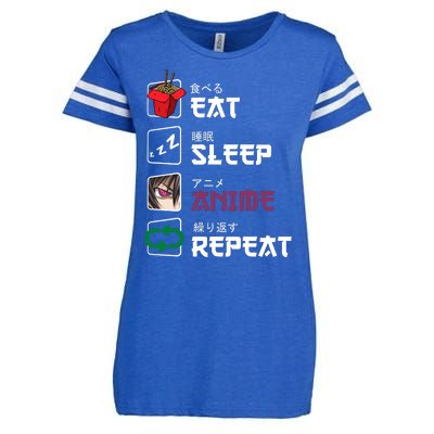 Eat Sleep Anime Repeat Enza Ladies Jersey Football T-Shirt