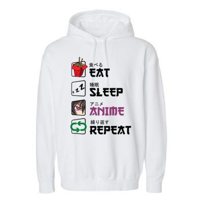 Eat Sleep Anime Repeat Garment-Dyed Fleece Hoodie