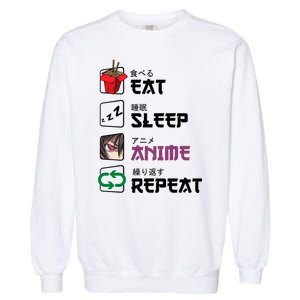 Eat Sleep Anime Repeat Garment-Dyed Sweatshirt