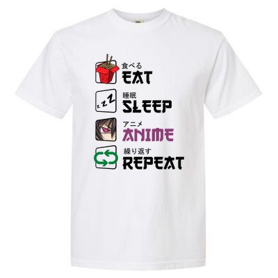 Eat Sleep Anime Repeat Garment-Dyed Heavyweight T-Shirt